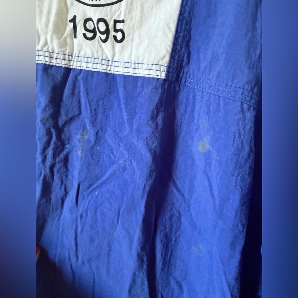 Vintage adidas 1995 Boston Marathon Colorblock Windbreaker - Blue & White - Picture 11 of 11